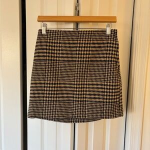 H&M Black and Brown Houndstooth Mini Skirt